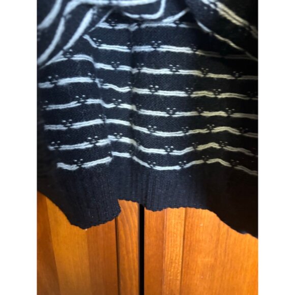 Vtg 90s Eddie Bauer Wool Sweater Medium Fair Isle Nordic Black White Snowflake - Picture 9 of 10